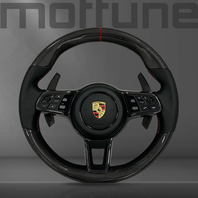 Porsche Gloss Carbon Fibre & Smooth Leather Steering Wheel — 04