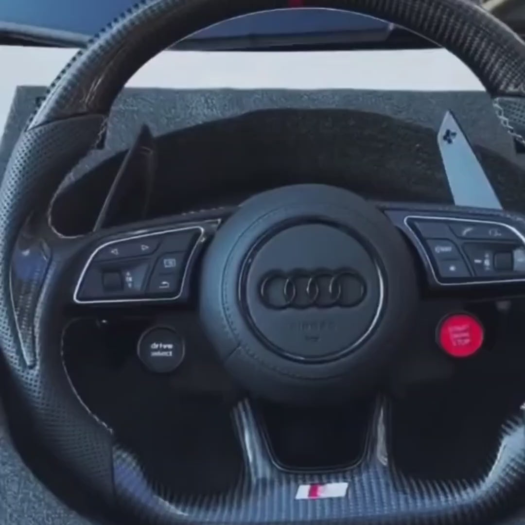 Audi Gloss Carbon Fibre & Leather Steering Wheel — 09