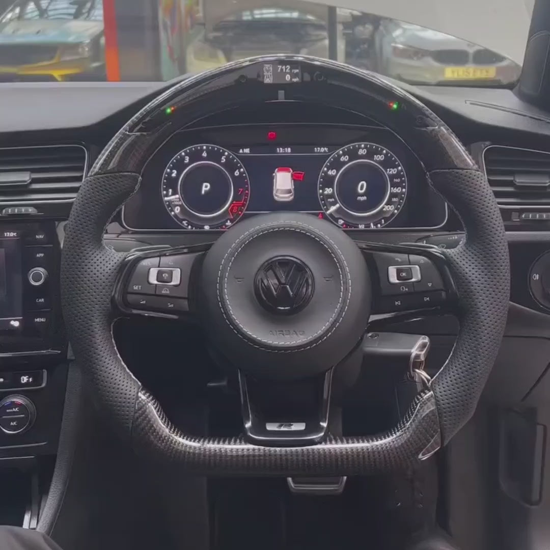 Volkswagen Golf MK7-7.5 Gloss Carbon Fibre & Leather Steering Wheel — 05