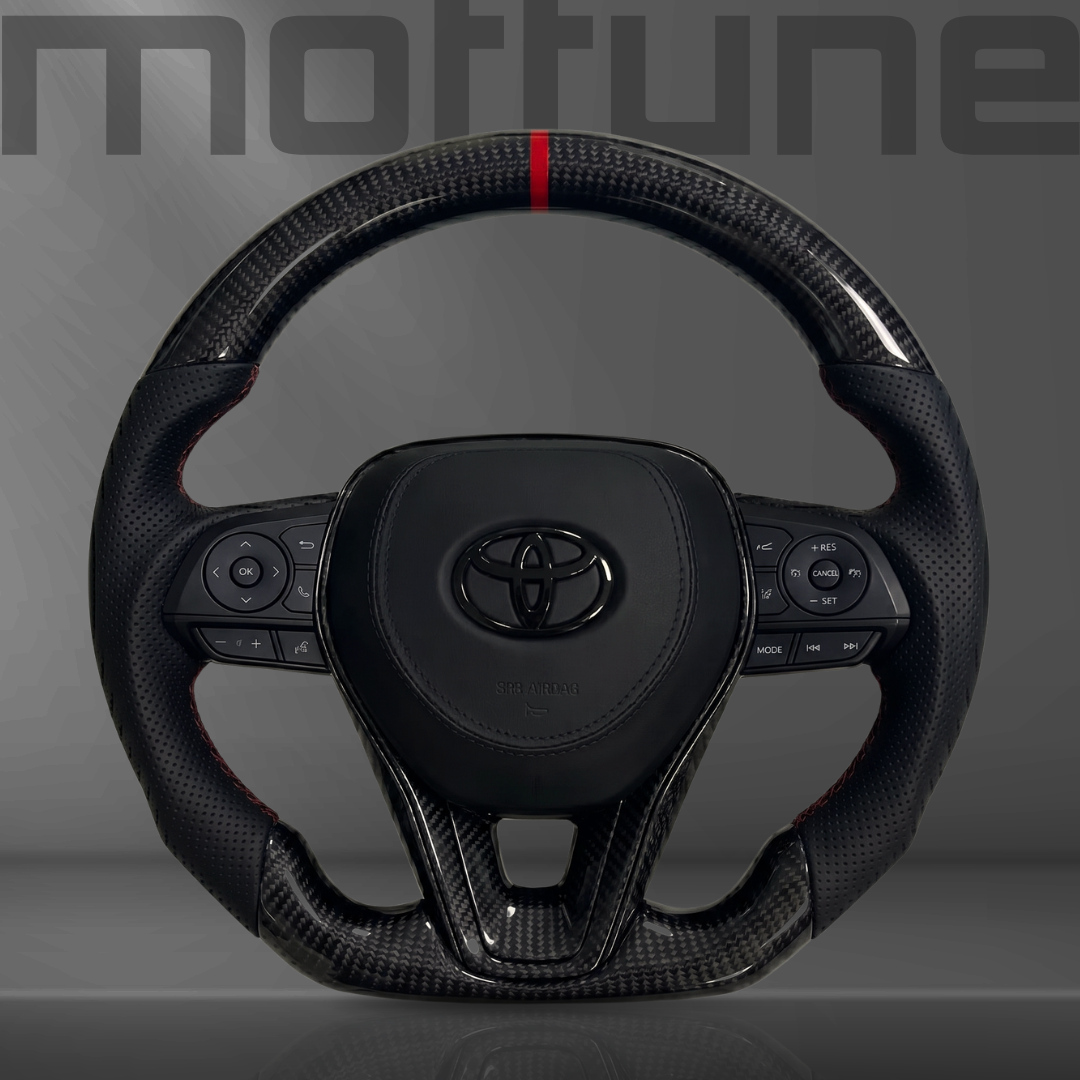 Toyota Gloss Carbon Fibre & Perforated Leather Steering Wheel — 04
