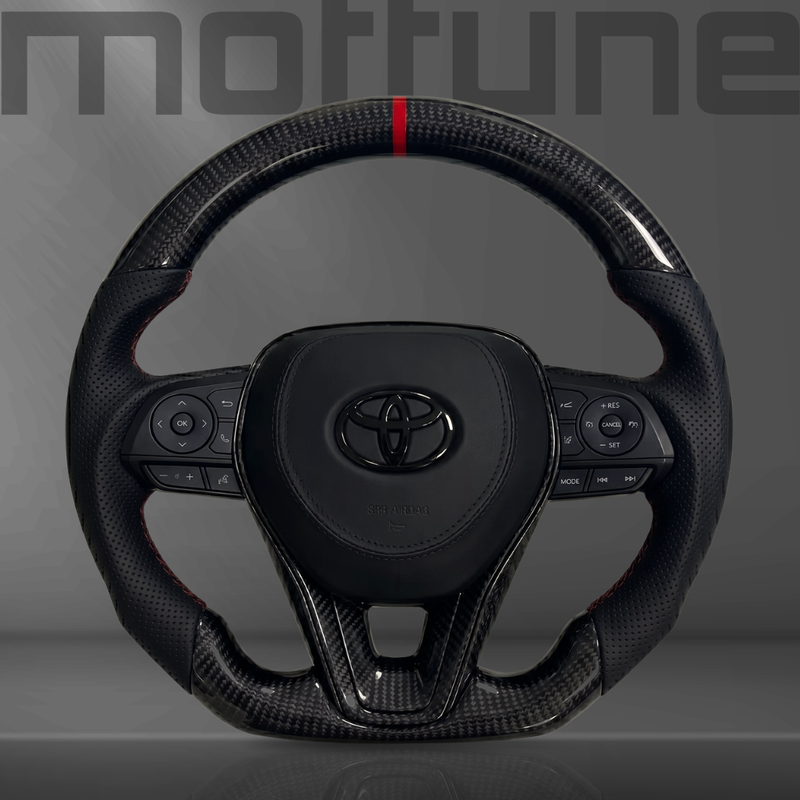 Toyota Gloss Carbon Fibre & Perforated Leather Steering Wheel — 04