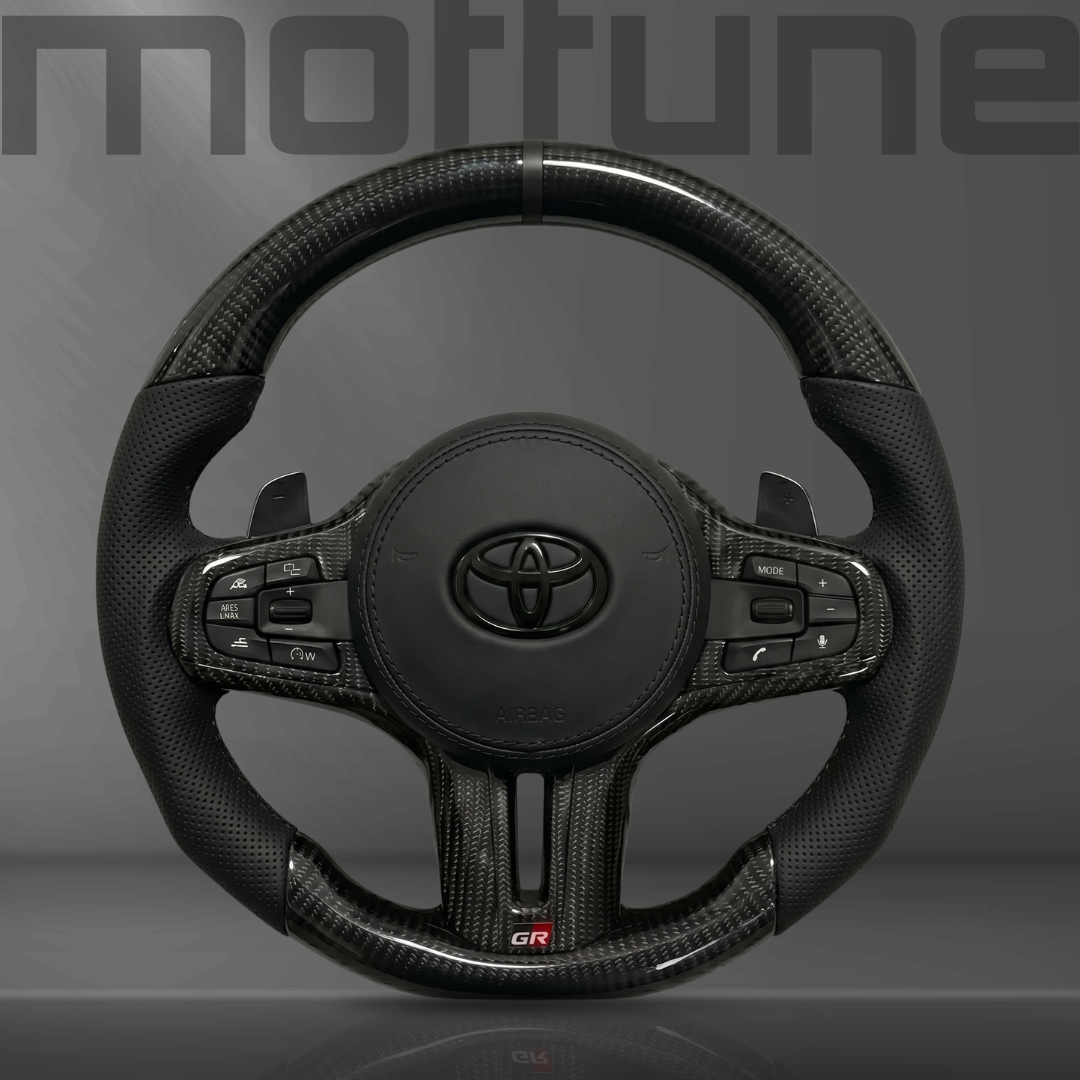 Toyota Supra Gloss Carbon Fibre & Perforated Leather Steering Wheel — 14