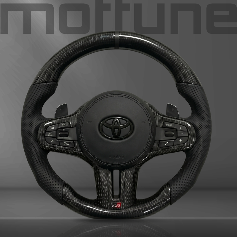 Toyota Supra Gloss Carbon Fibre & Perforated Leather Steering Wheel — 14