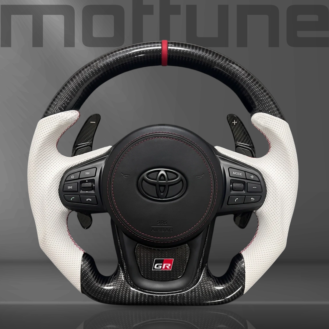 Toyota Supra Gloss Carbon Fibre & Perforated Leather Steering Wheel — 15
