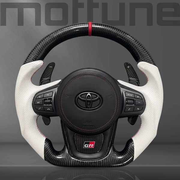 Toyota Supra Gloss Carbon Fibre & Perforated Leather Steering Wheel — 15