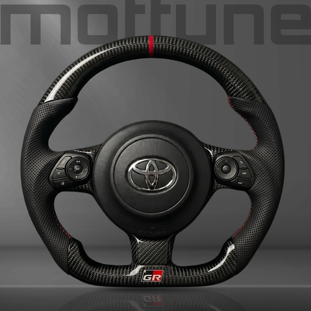 Toyota GR86 Gloss Carbon Fibre & Perforated Leather Steering Wheel — 06